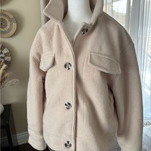 Ci Sono Beige Button-Up Puffer Jacket